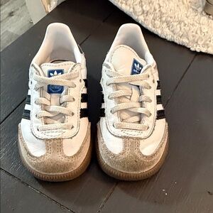 Adidas Kids White and Brown Sanba Sneakers